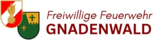 Logo der Freiwilligen Feuerwehr Gnadenwald mit rotem Schriftzug Freiwillige Feuerwehr Gnadenwald auf weißem Hintergrund